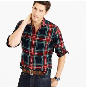 J.Crew Midweight  Slim Flannel Shirt In Stewart Plaid Button Down Size L